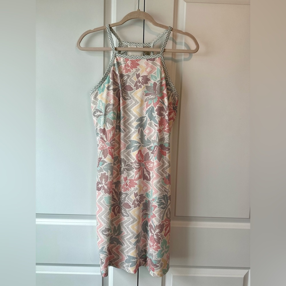 PrAna Cream Horchata Ardor Racerback Dress High-Neckline Moisture Wicking Sz S